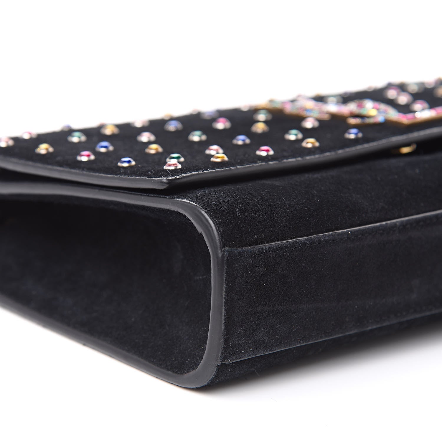 Saint Laurent Suede Crystal Medium Classic Monogram Kate Satchel Black 8 of 14