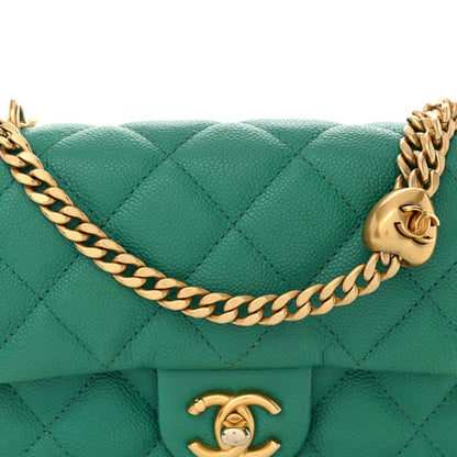 Chanel Caviar Quilted Mini Sweetheart Flap Green 8 of 10