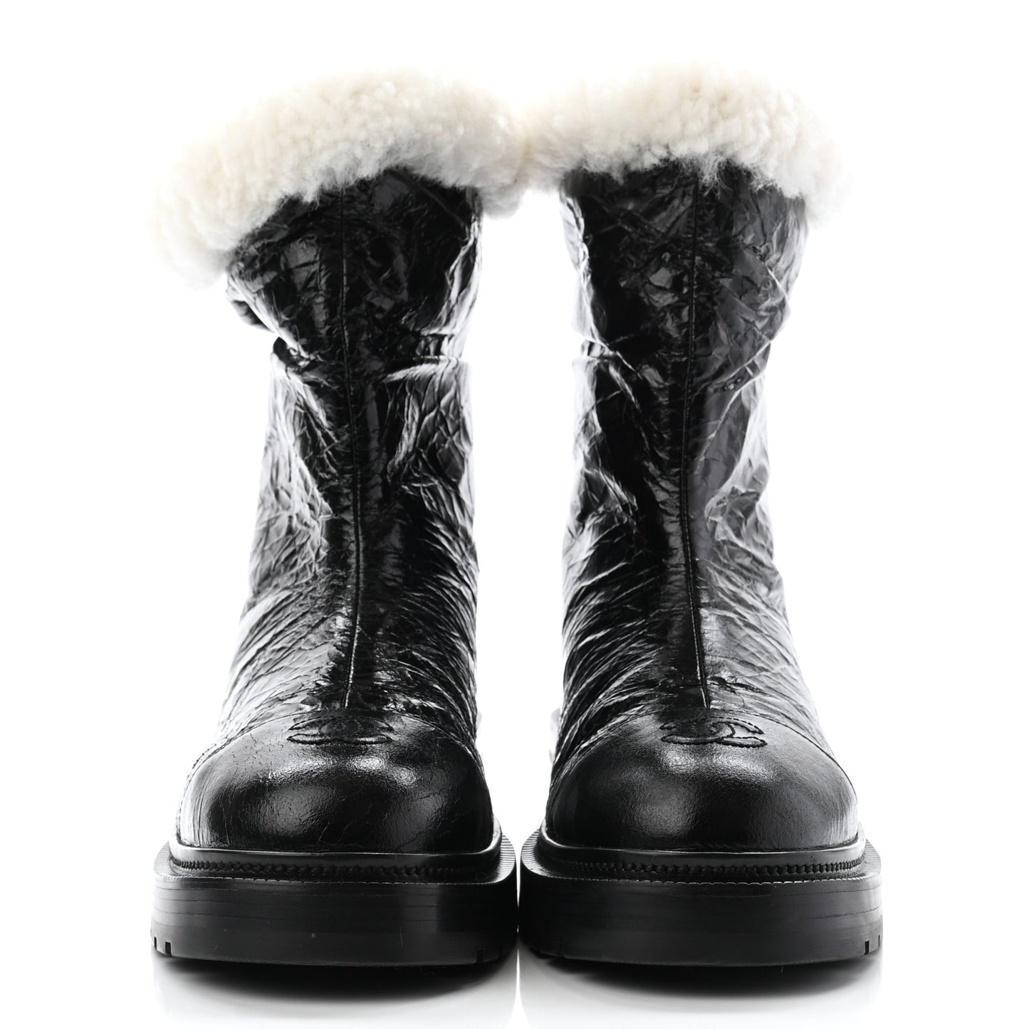 Lambskin Shearling Short Boots 40 Black