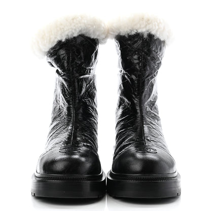 Chanel Lambskin Shearling Short Boots 40 Black 3 of 9