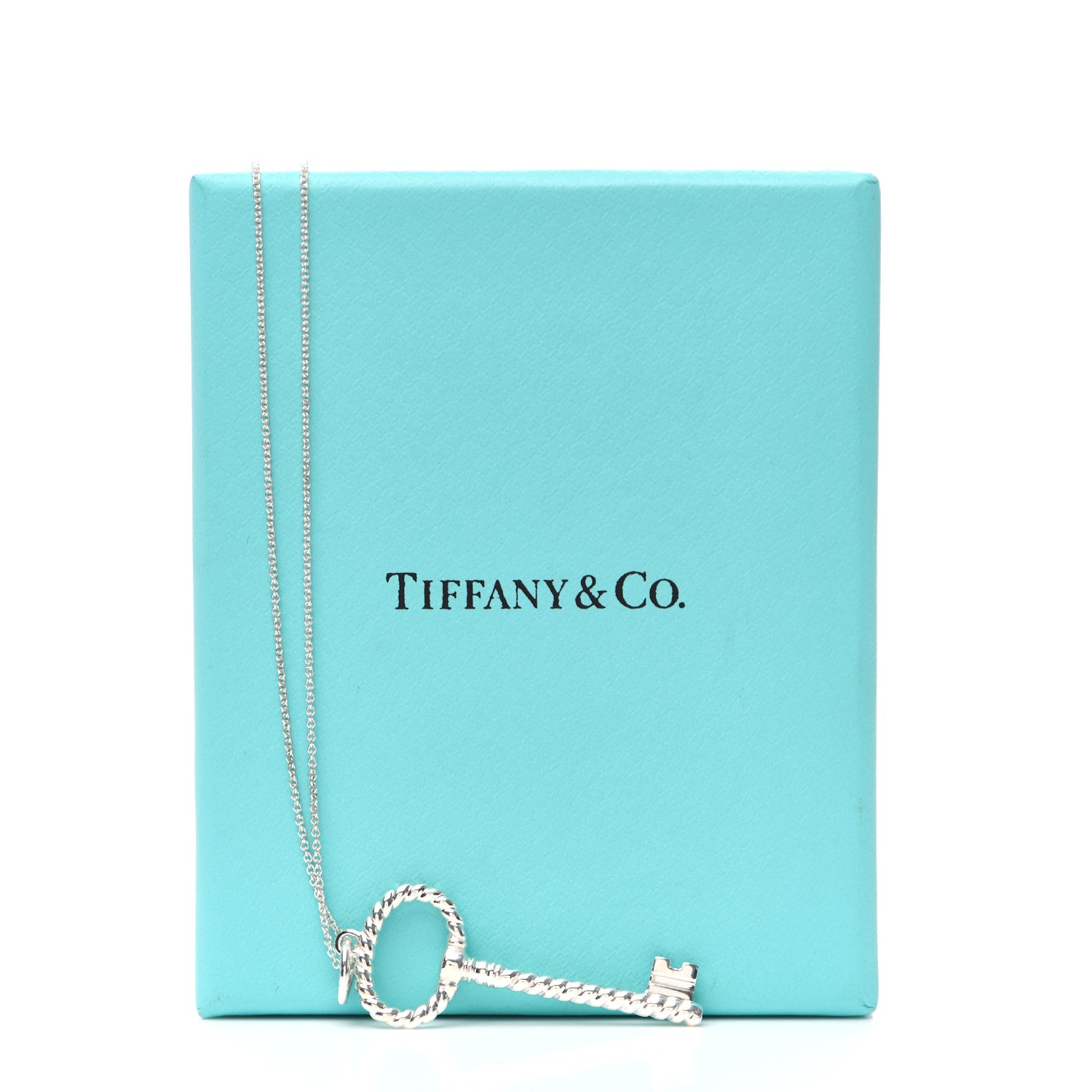 Tiffany Sterling Silver Twist Oval Key Pendant Necklace 6 of 6