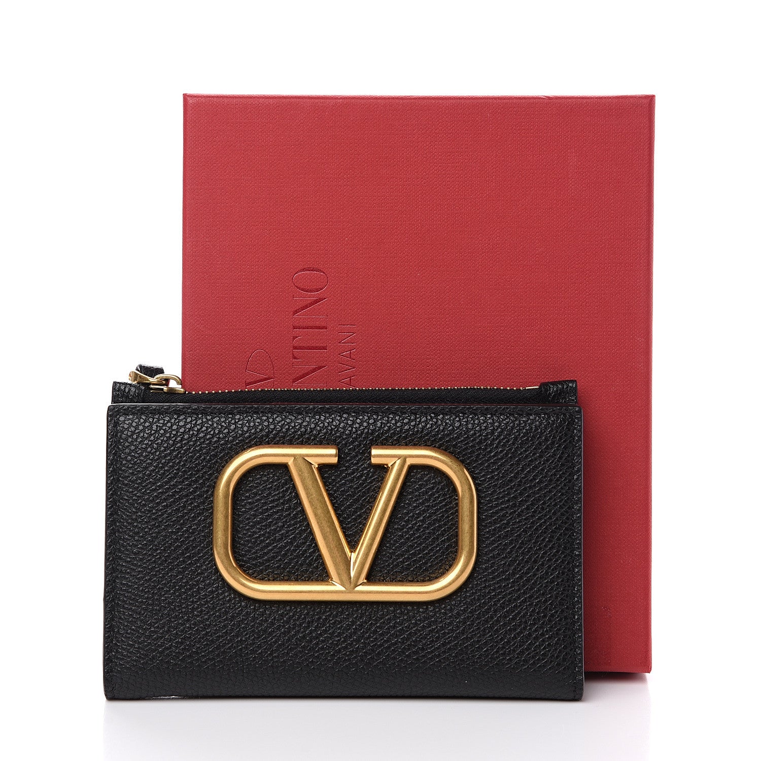Valentino Garavani Grained Calfskin VLogo Coin Case Card Holder Black 7 of 7