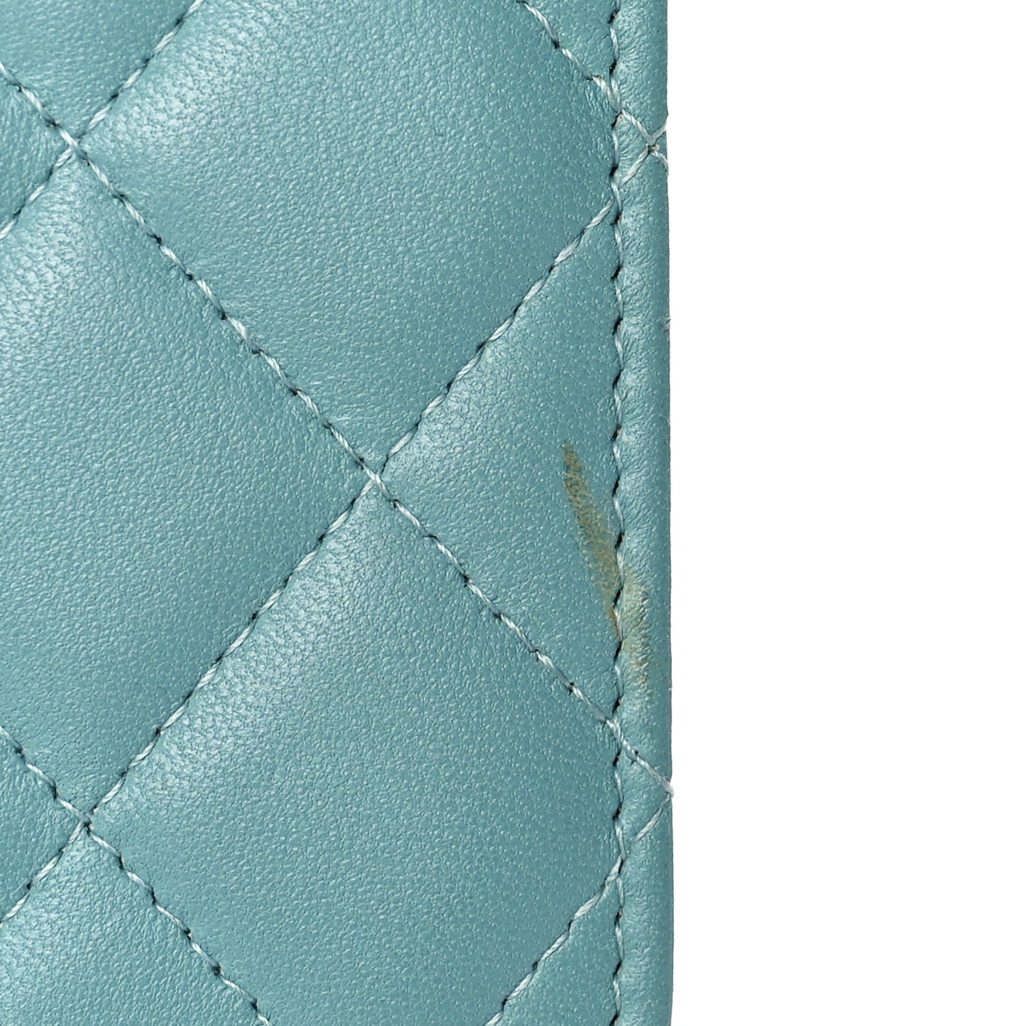 Lambskin Quilted Trendy CC Wallet On Chain WOC Light Blue