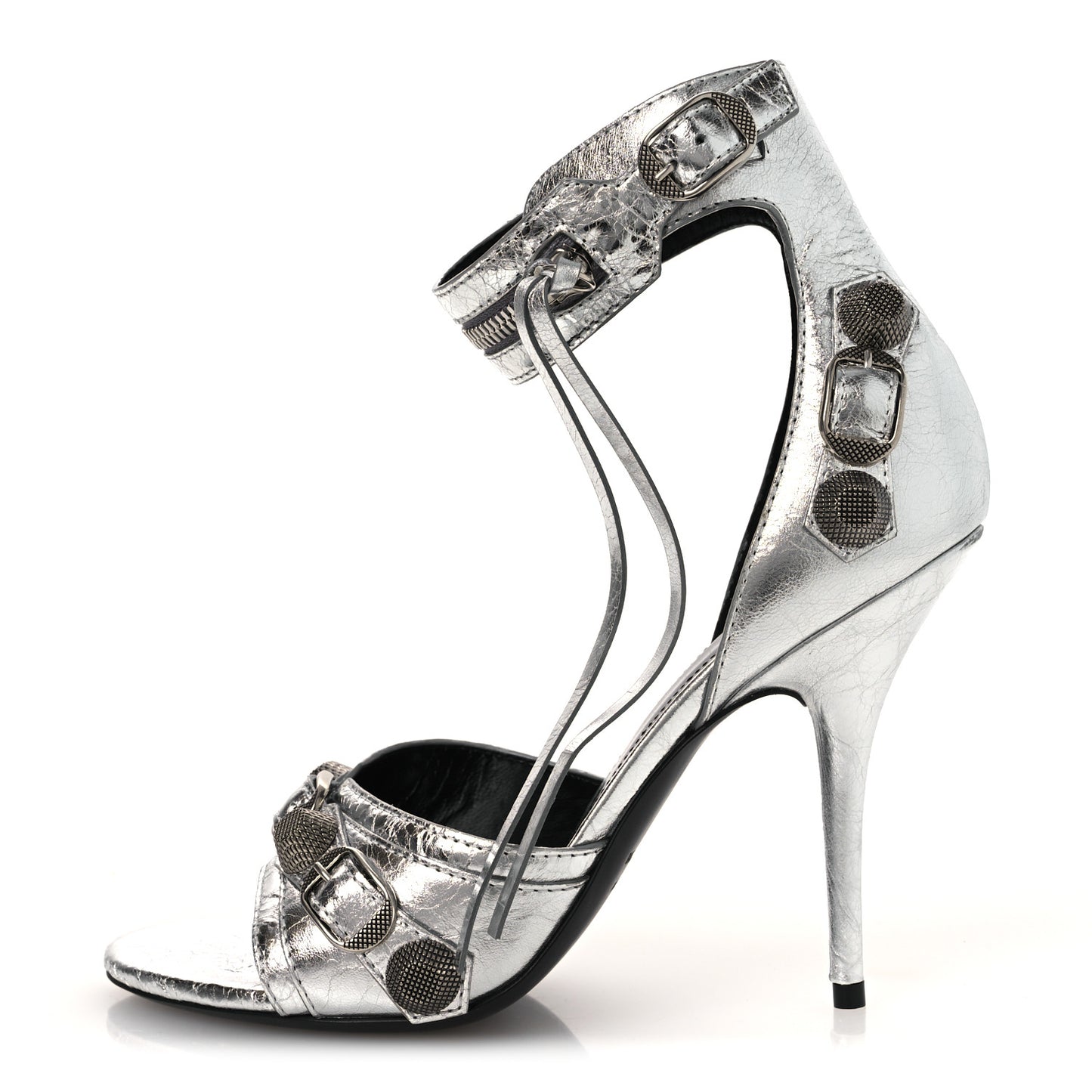 Metallic Agneau Arena Cagole 110mm Sandals 38 Silver 38 Silver