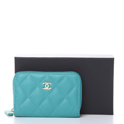 Chanel Caviar Quilted Zip Coin Purse Turquoise 8 of 8