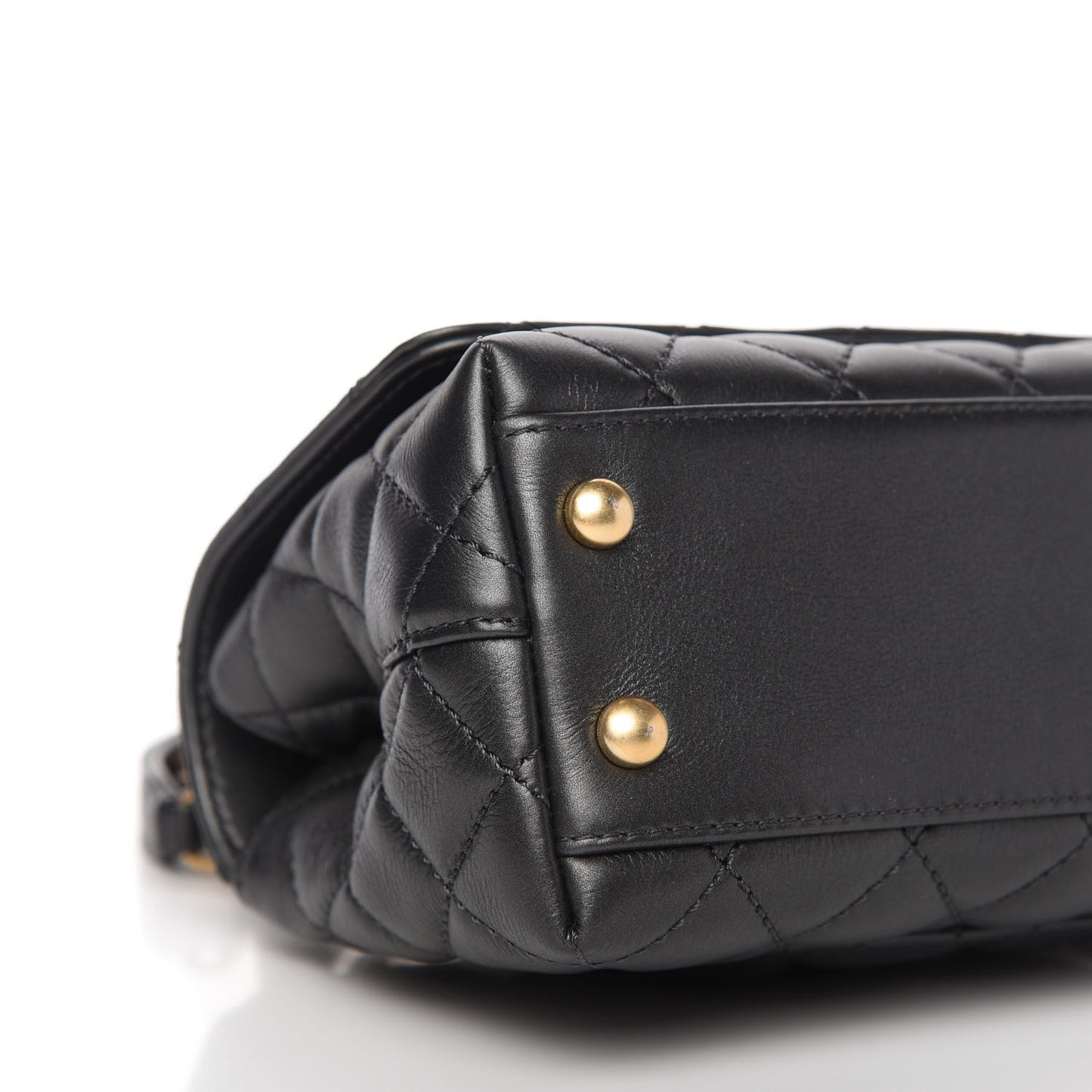 Calfskin Strass Quilted Extra Mini Coco Handle Flap Dark Silver