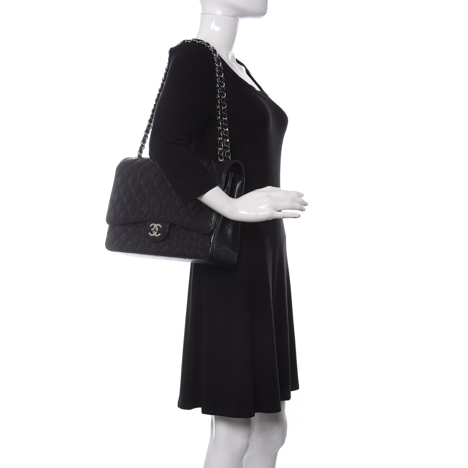 Chanel Caviar Quilted Maxi Double Flap Black 2 of 10
