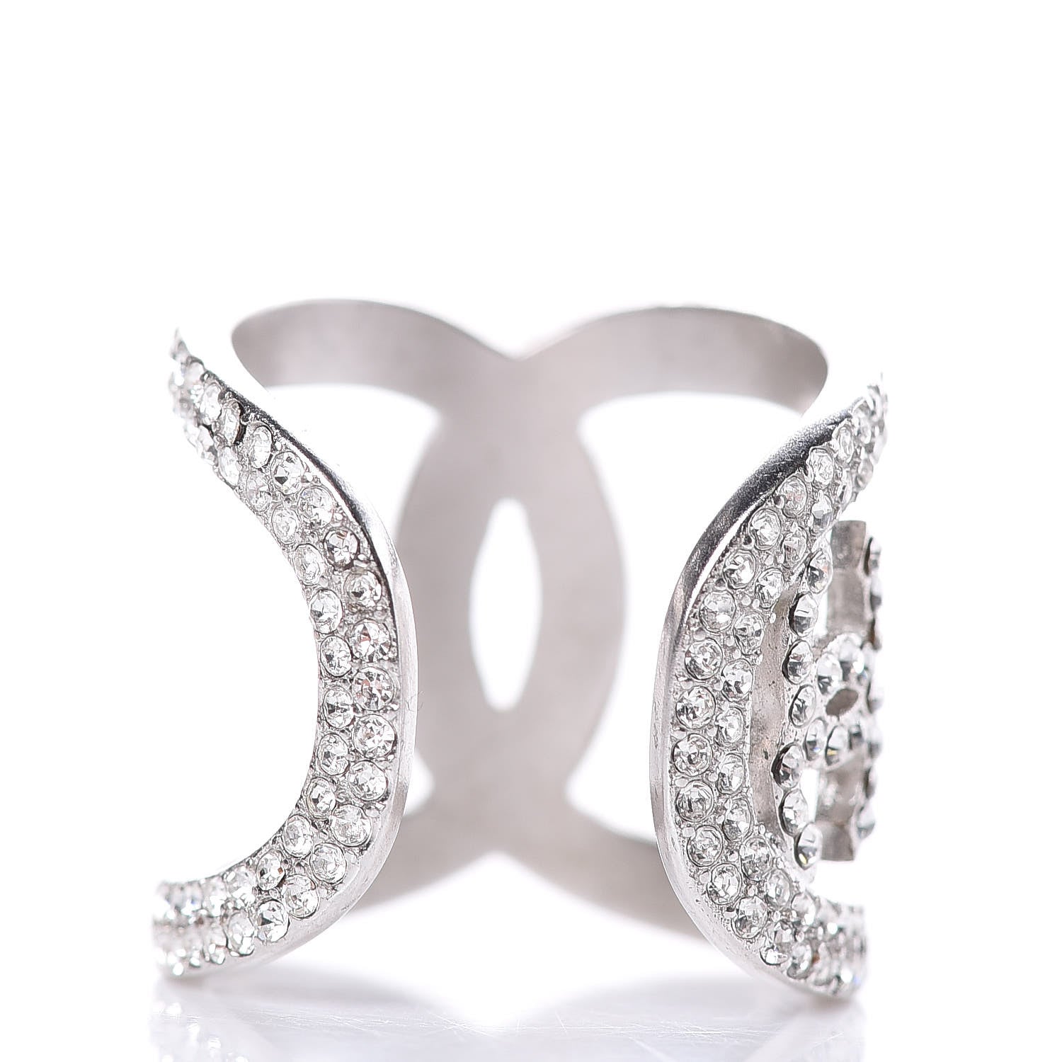 Chanel Crystal CC Ring 5.5 Silver 4 of 5