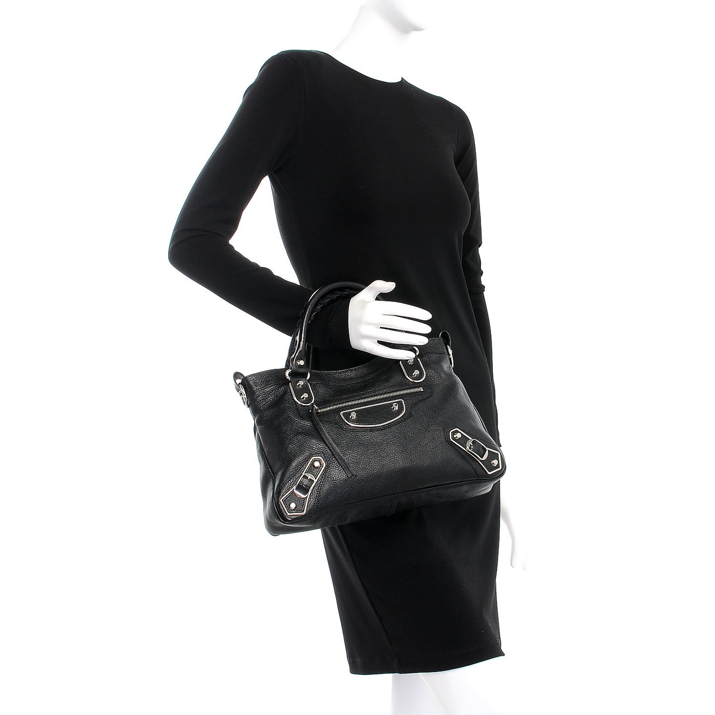 Chevre Silver Metallic Edge Hardware Town Black