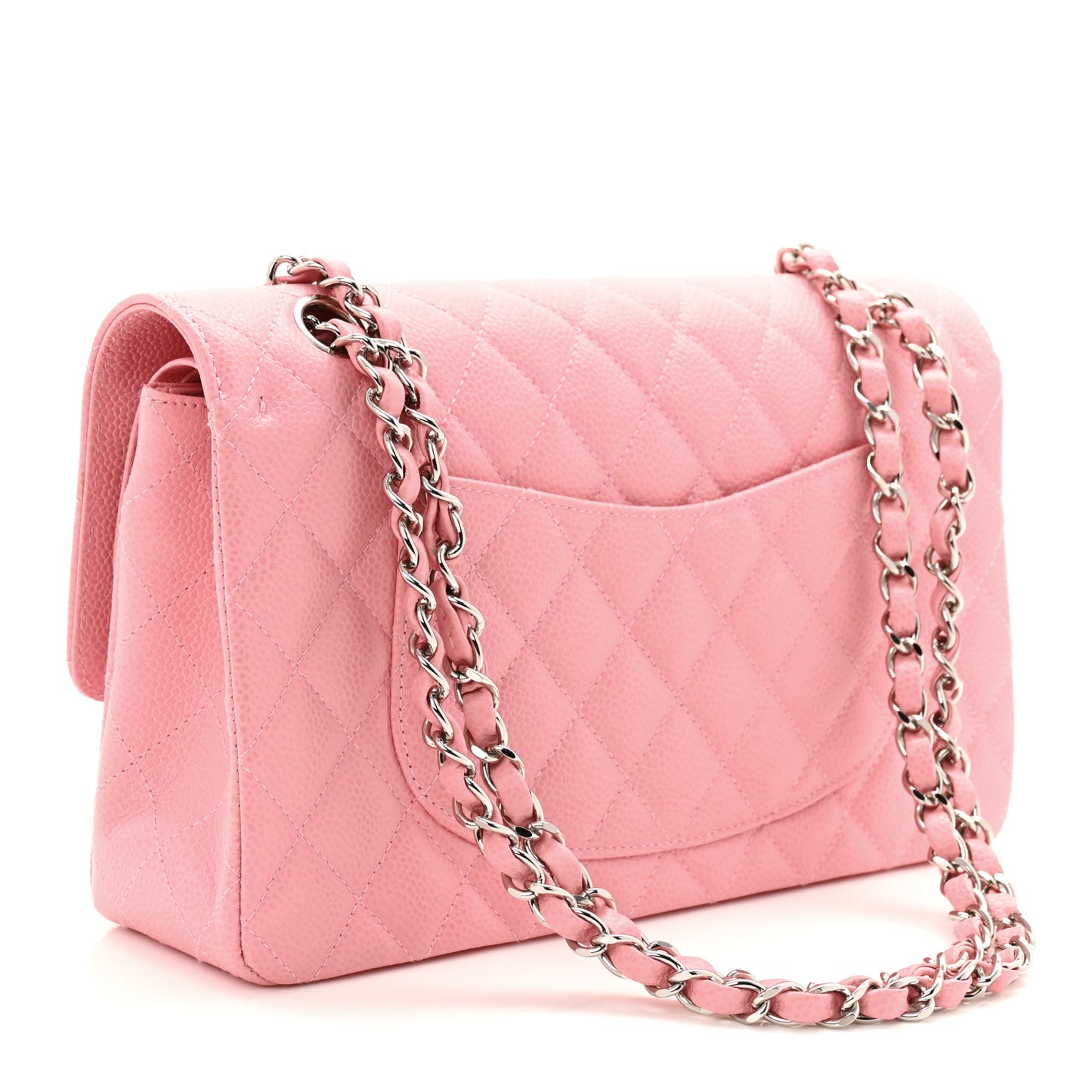 Caviar Quilted Medium Double Flap Pink