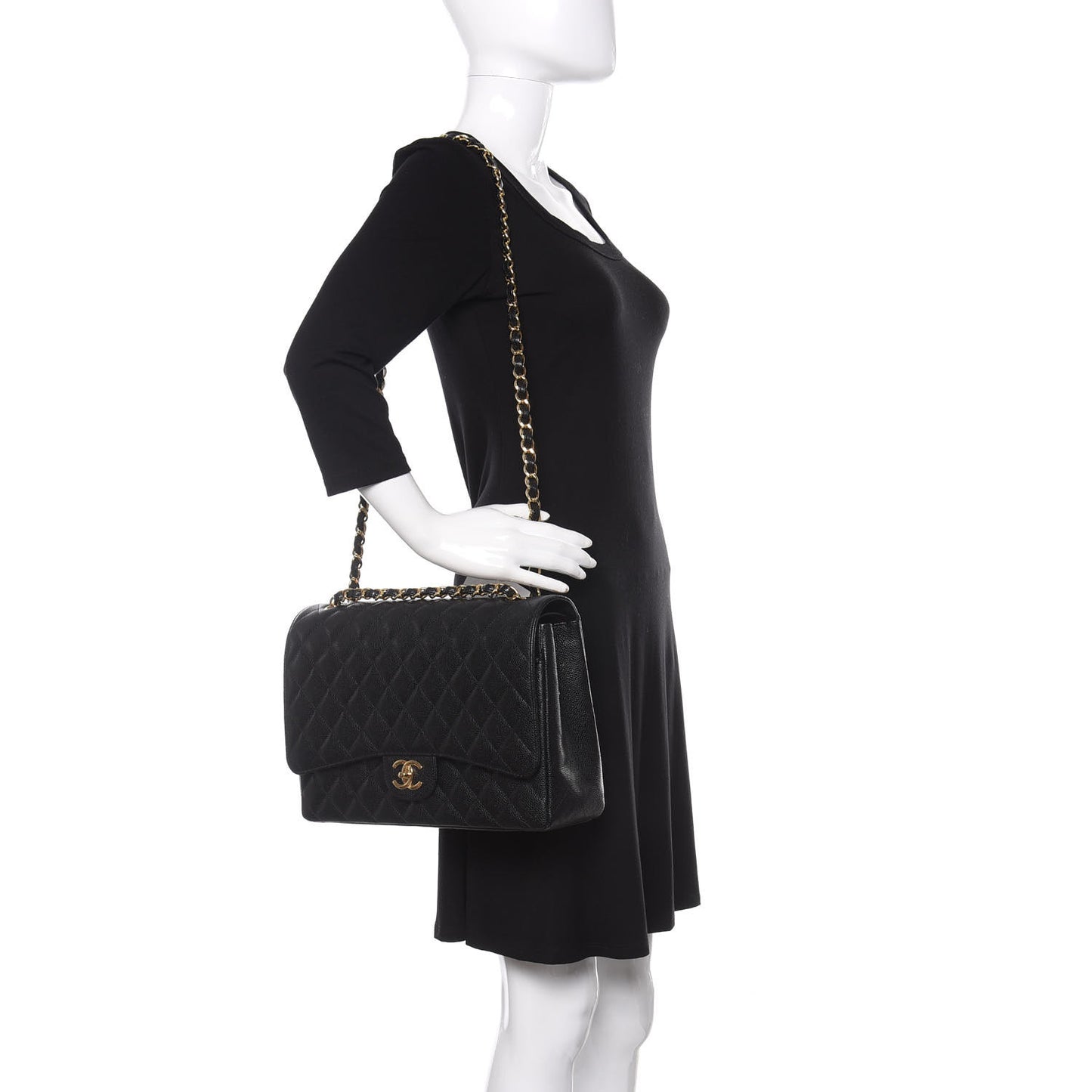 Caviar Quilted Maxi Double Flap Black