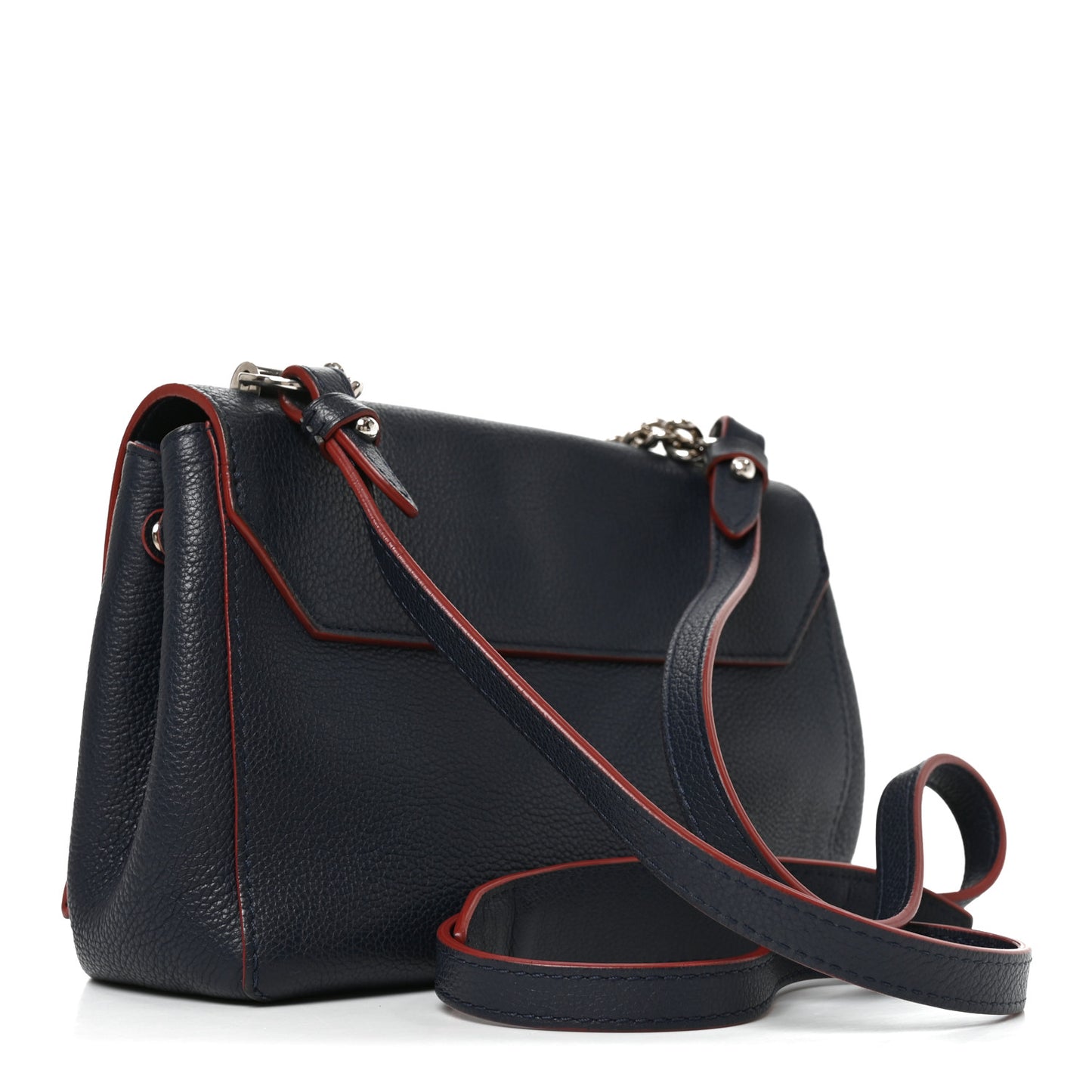Calfskin Lockme II Chain Bag BB Marine Rouge