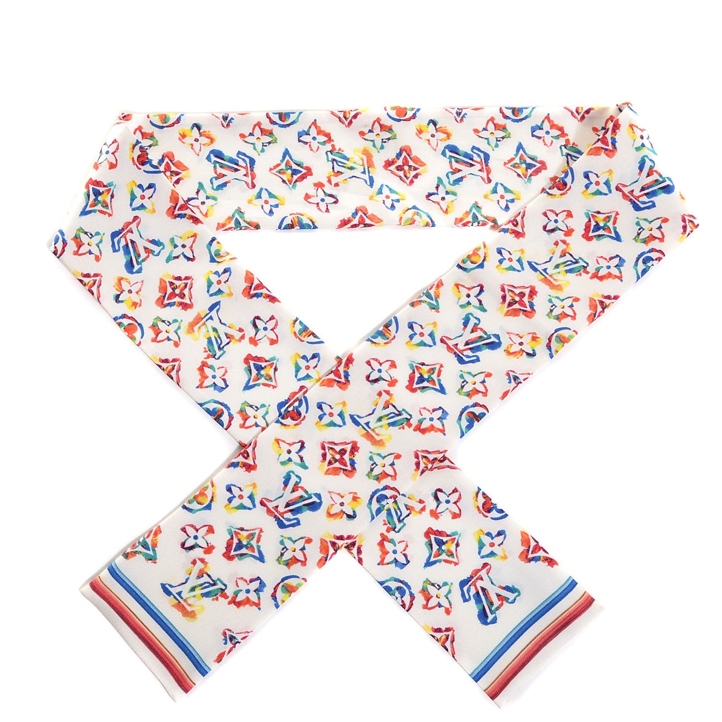 Silk Monogram Rainbow Bandeau White