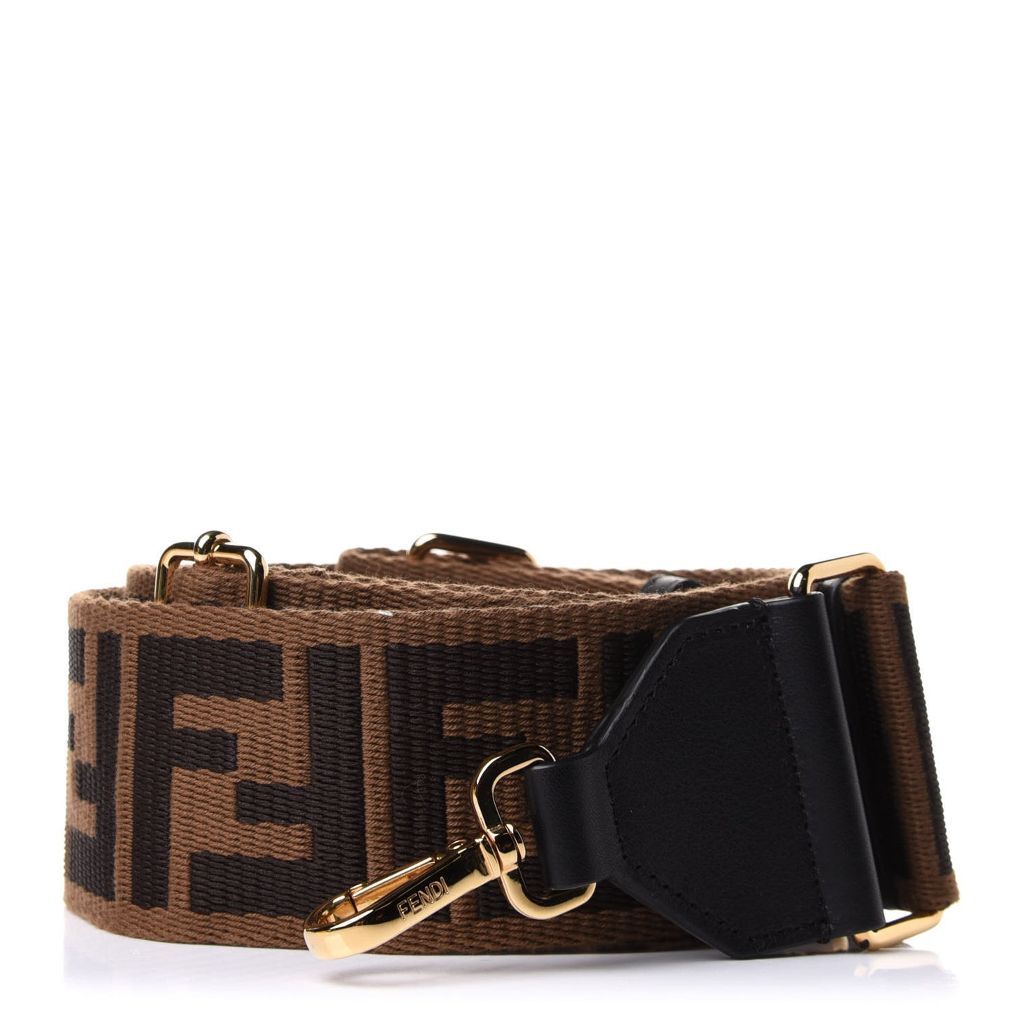 Ribbon Vitello Seta FF 1974 Adjustable Strap You Fango Marrone Black