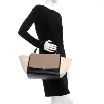 Celine Velluto Calfskin Suede Medium Tri-Color Trapeze Granite 4 of 14