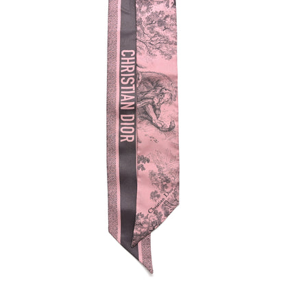 Christian Dior Silk Toile De Jouy Mitzah Scarf Pink Grey 2 of 4