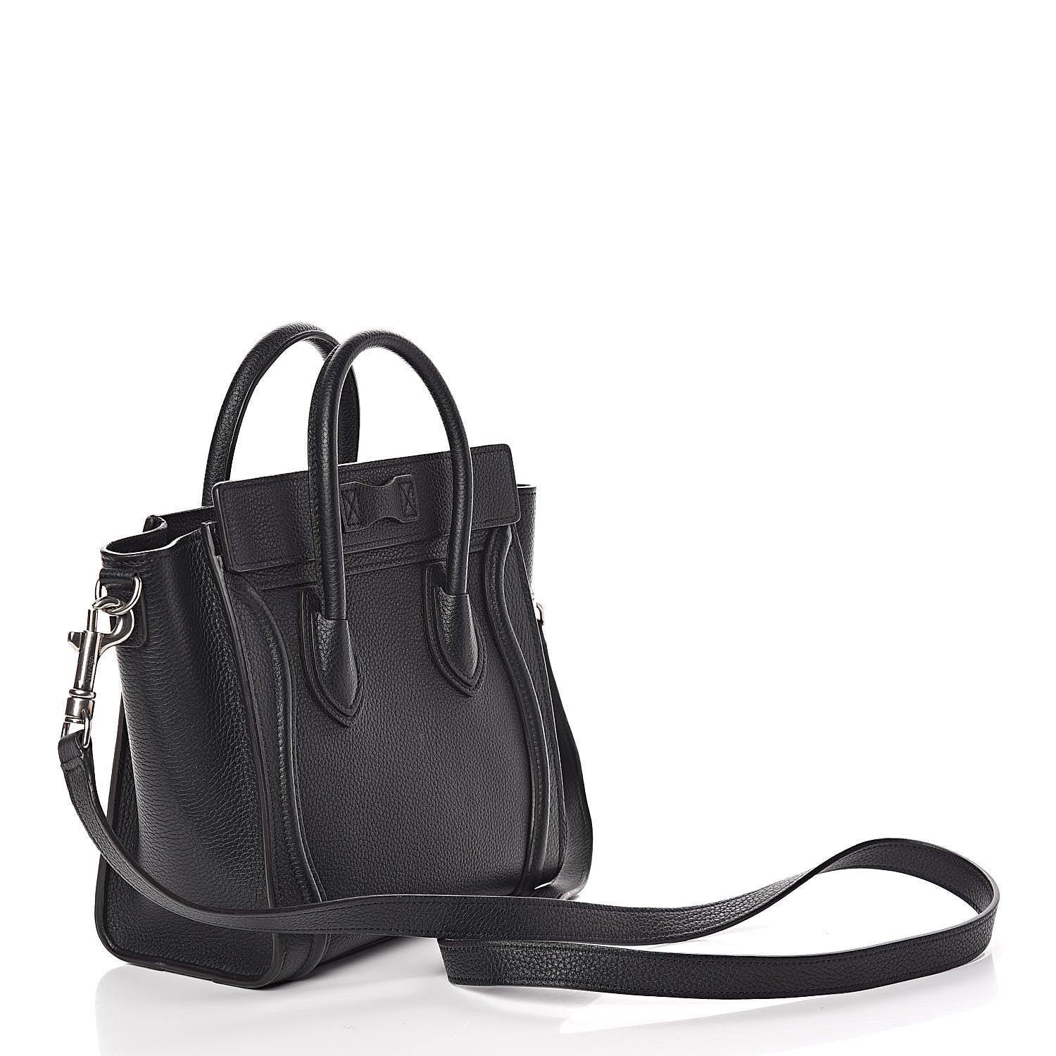 Celine Drummed Calfskin Nano Luggage Black 3 of 9