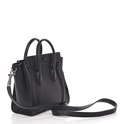 Celine Drummed Calfskin Nano Luggage Black 3 of 9
