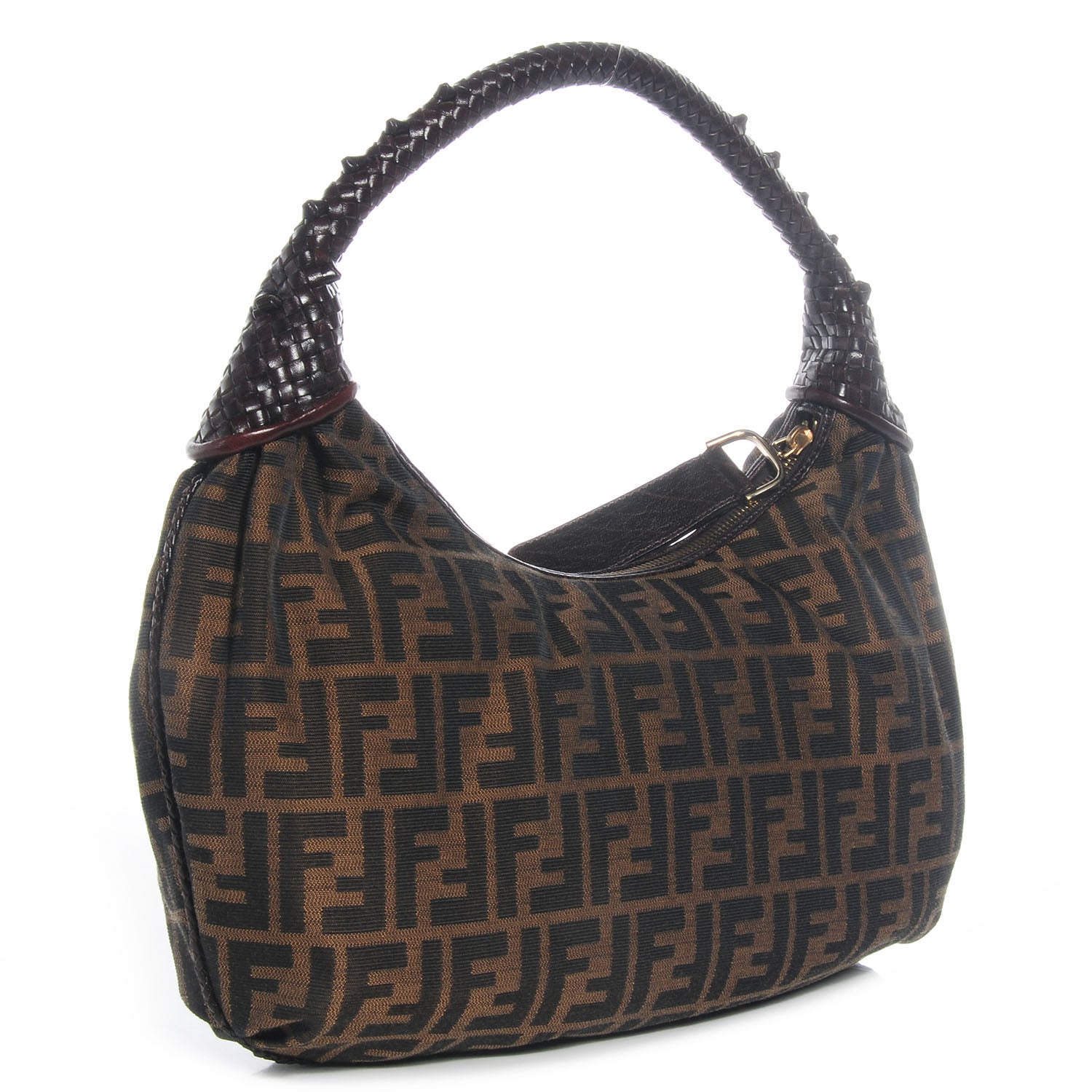 Fendi Zucca Nappa Nuvolata Vitello Tortuga Medium Spy Hobo Tobacco Moro 3 of 9