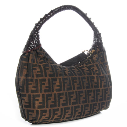 Fendi Zucca Nappa Nuvolata Vitello Tortuga Medium Spy Hobo Tobacco Moro 3 of 9