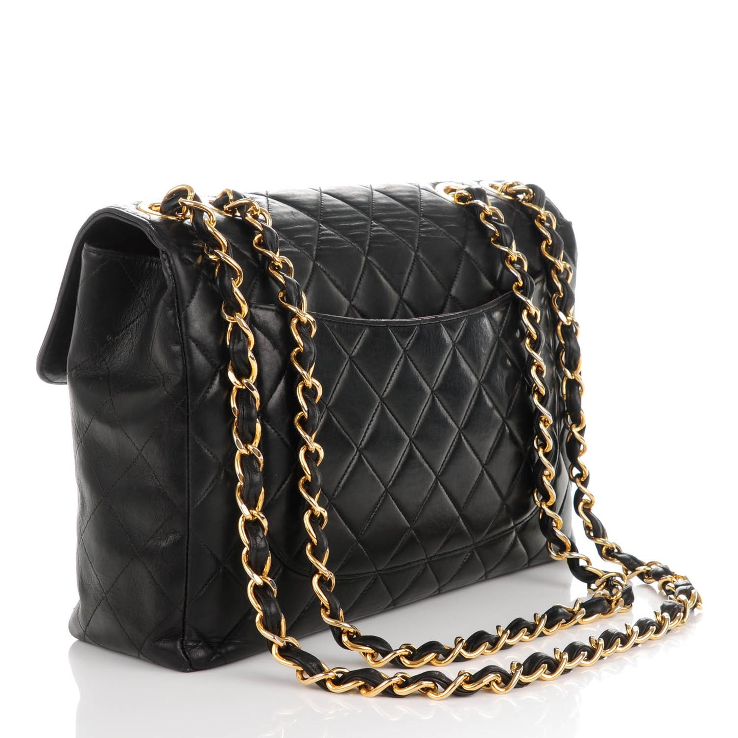 Lambskin Quilted Jumbo Flap Black