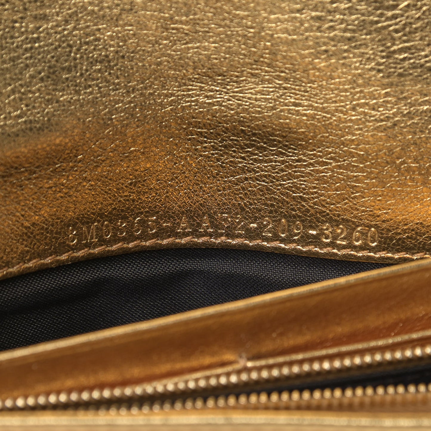 Vitello Catalan Mirror FF 1974 Embossed Continental Wallet on Chain Gold