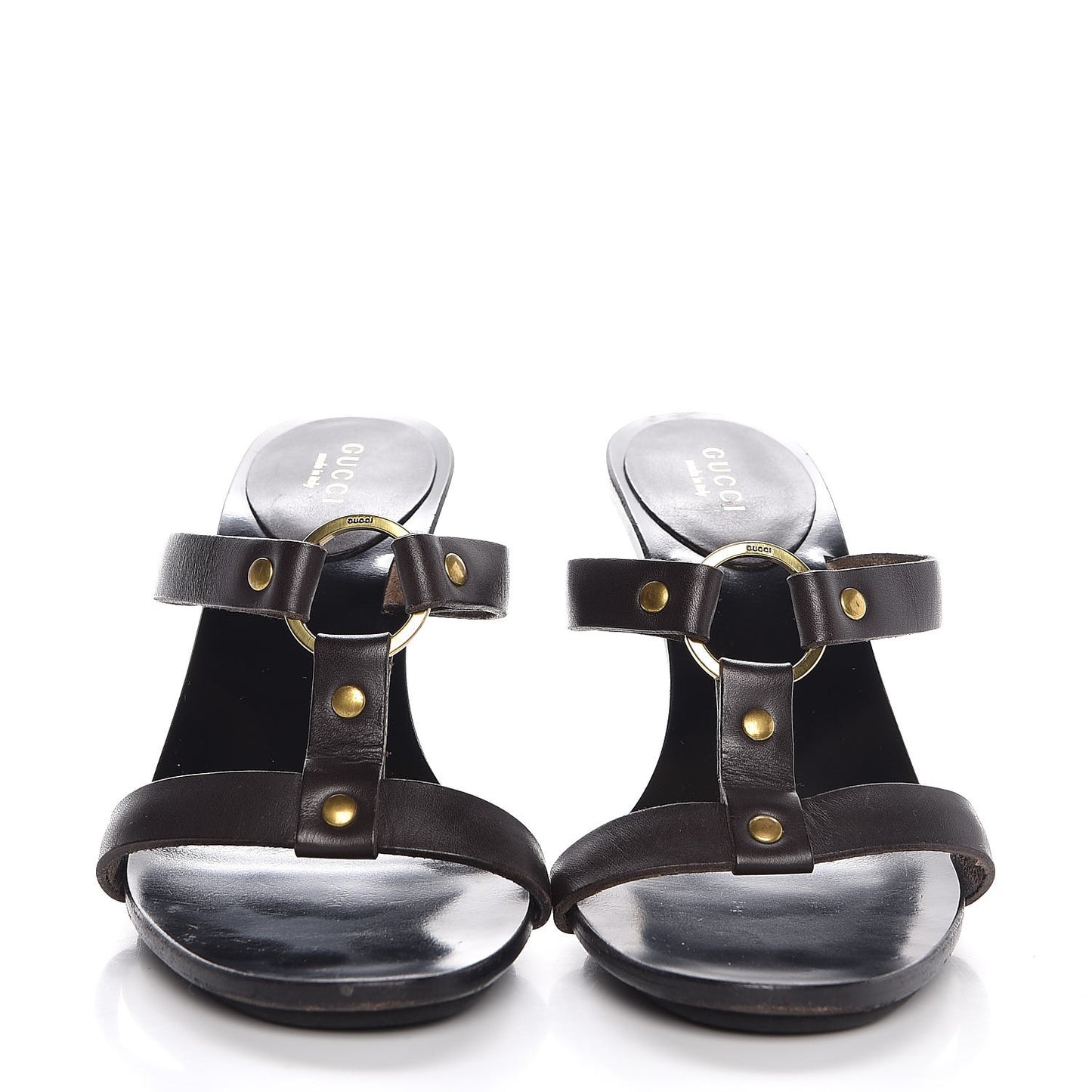 Calfskin Sandal Heels 37 Brown