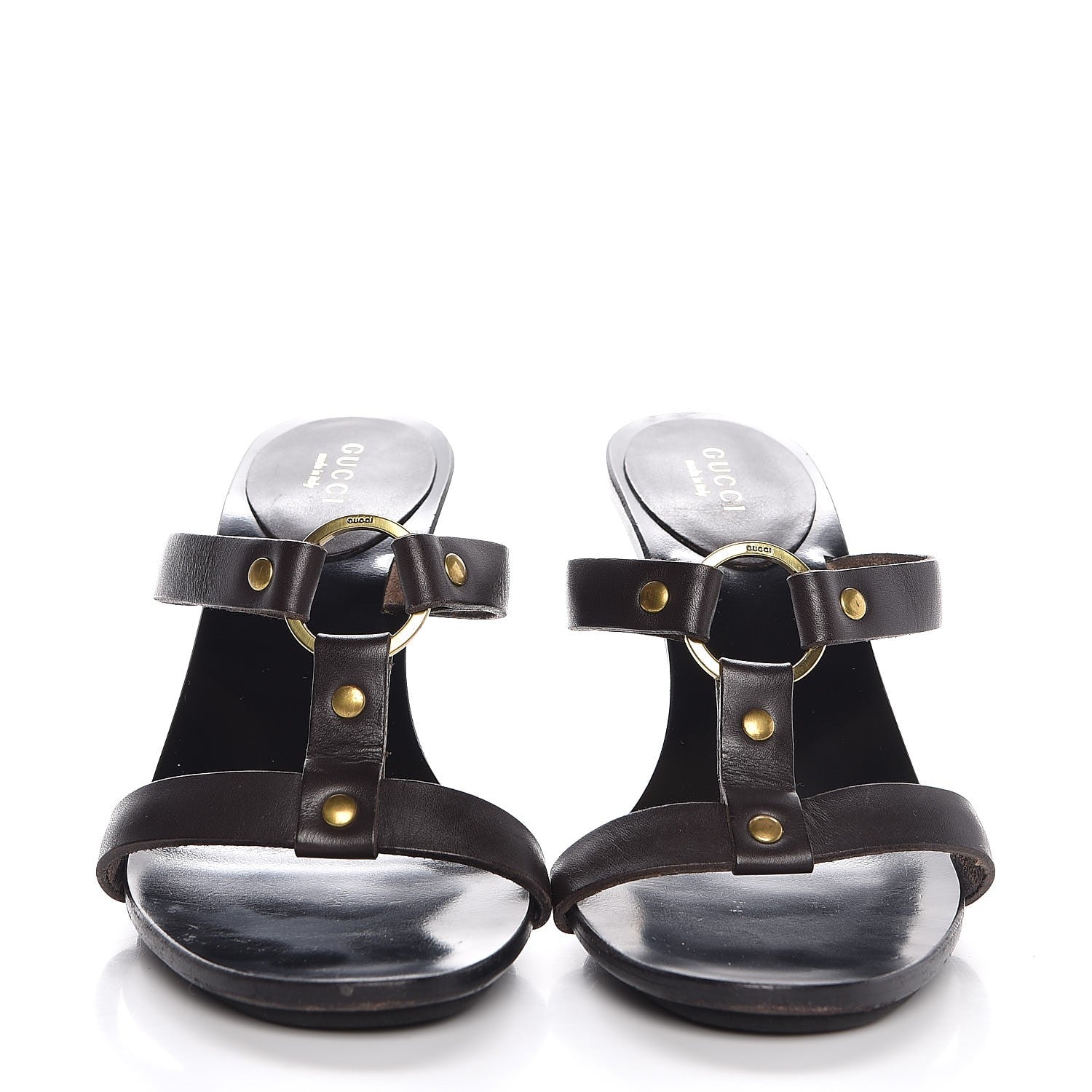 Gucci Calfskin Sandal Heels 37 Brown 2 of 9