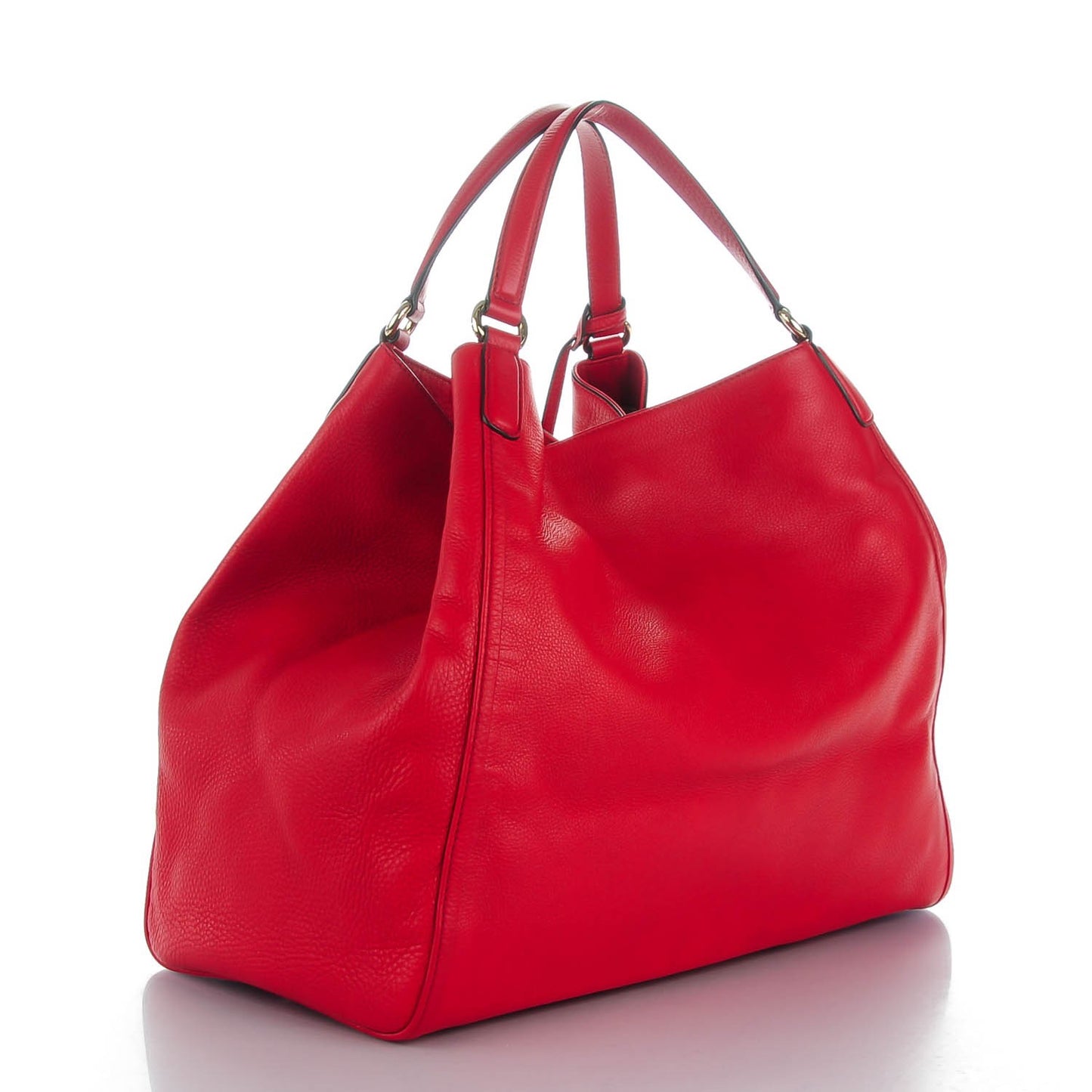 Pebbled Calfskin Large Soho Shoulder Bag Red