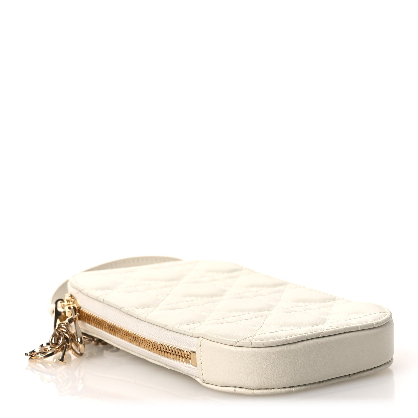 Lambskin Cannage Lady Dior Phone Holder Latte