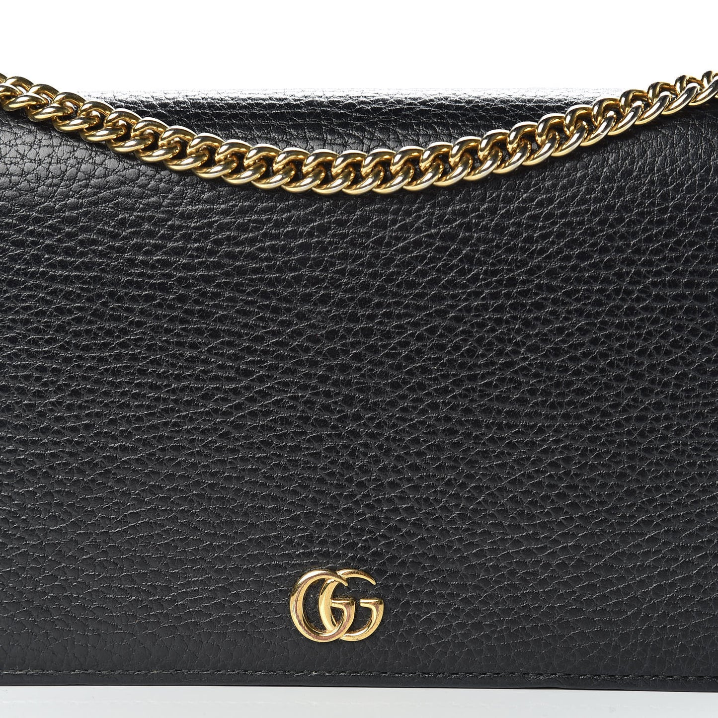 Calfskin Mini GG Marmont Chain Wallet Black