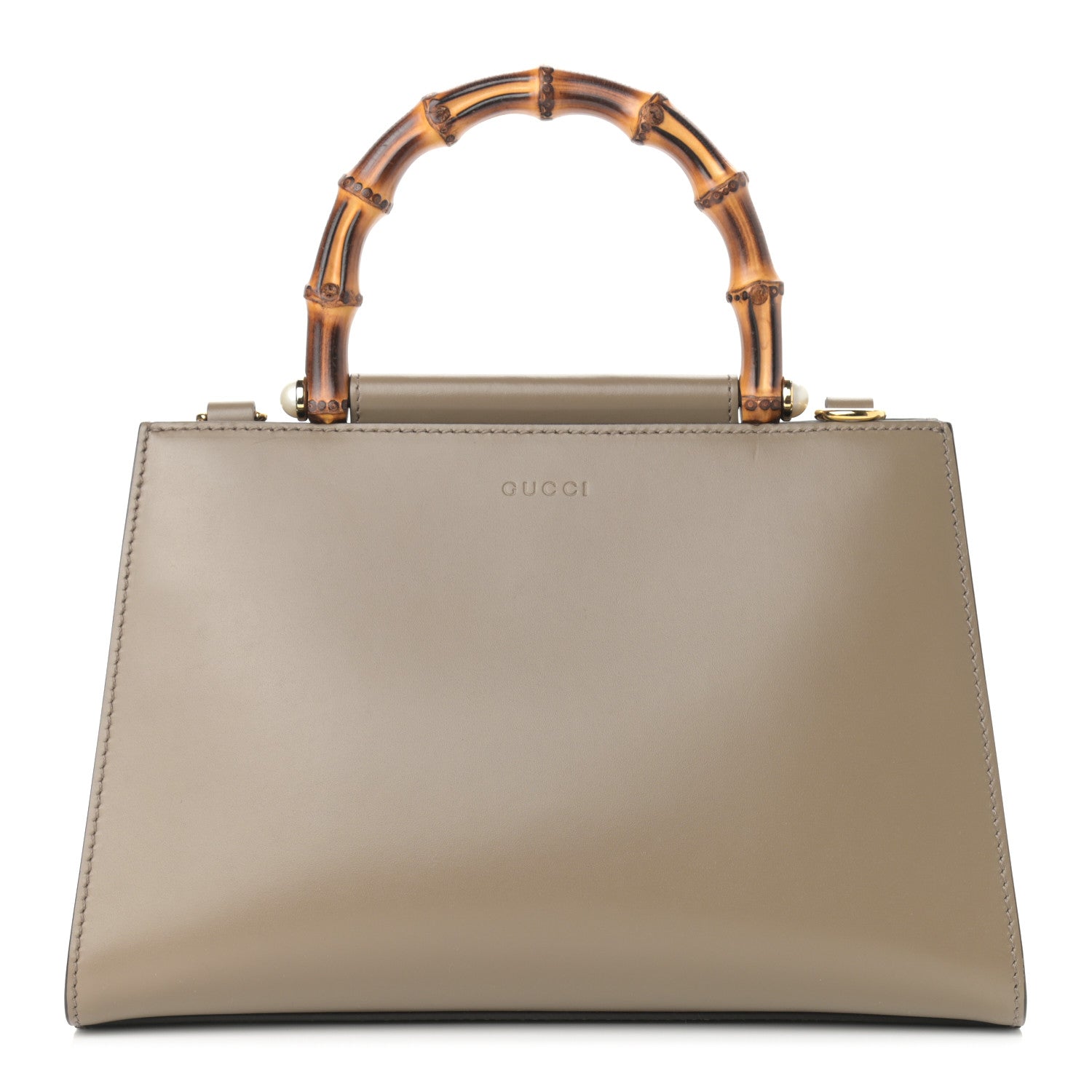Gucci Nappa Bamboo Web Small Nymphaea Top Handle Bag Brown 1 of 10