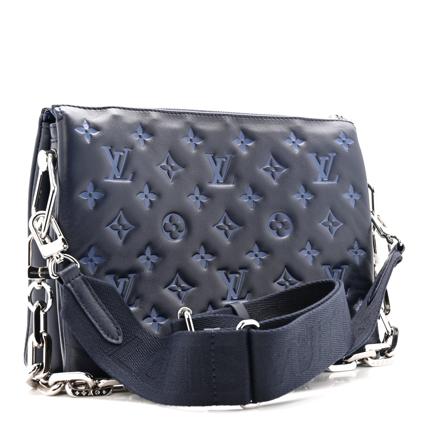 Louis Vuitton Lambskin Embossed Monogram Coussin PM Navy 3 of 13