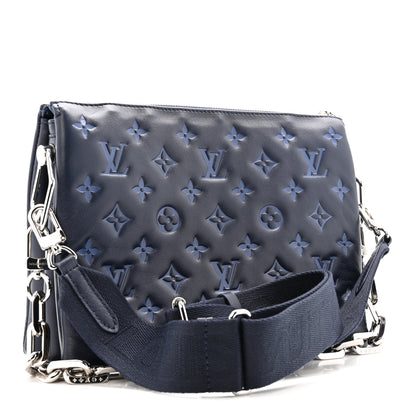 Louis Vuitton Lambskin Embossed Monogram Coussin PM Navy 3 of 13
