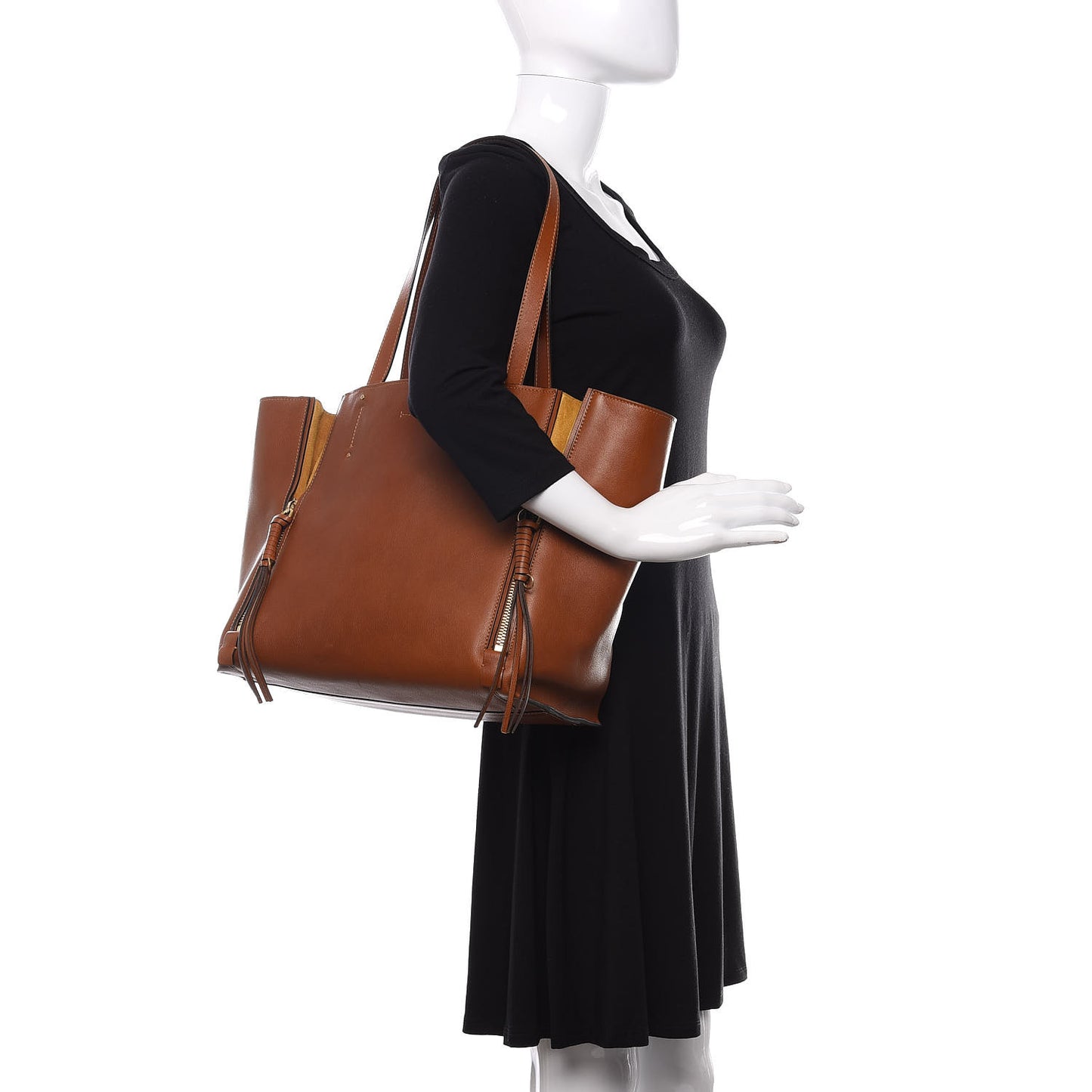 Smooth Calfskin Medium Milo Shopping Tote Caramel