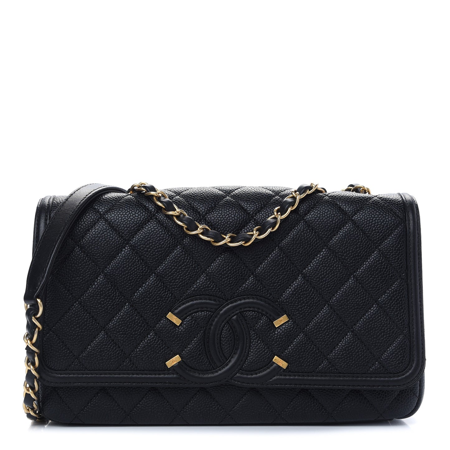 Caviar Quilted Medium CC Filigree Flap Black
