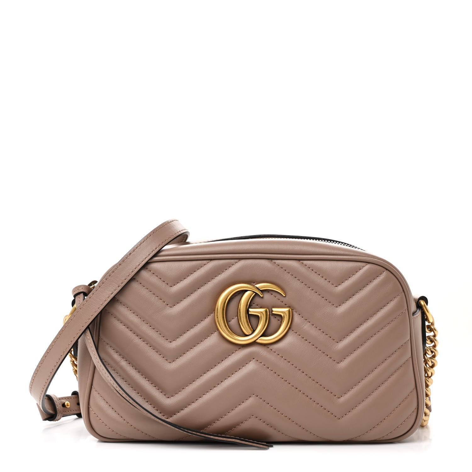 Gucci Calfskin Matelasse Small GG Marmont Chain Shoulder Bag Porcelain Rose 1 of 10