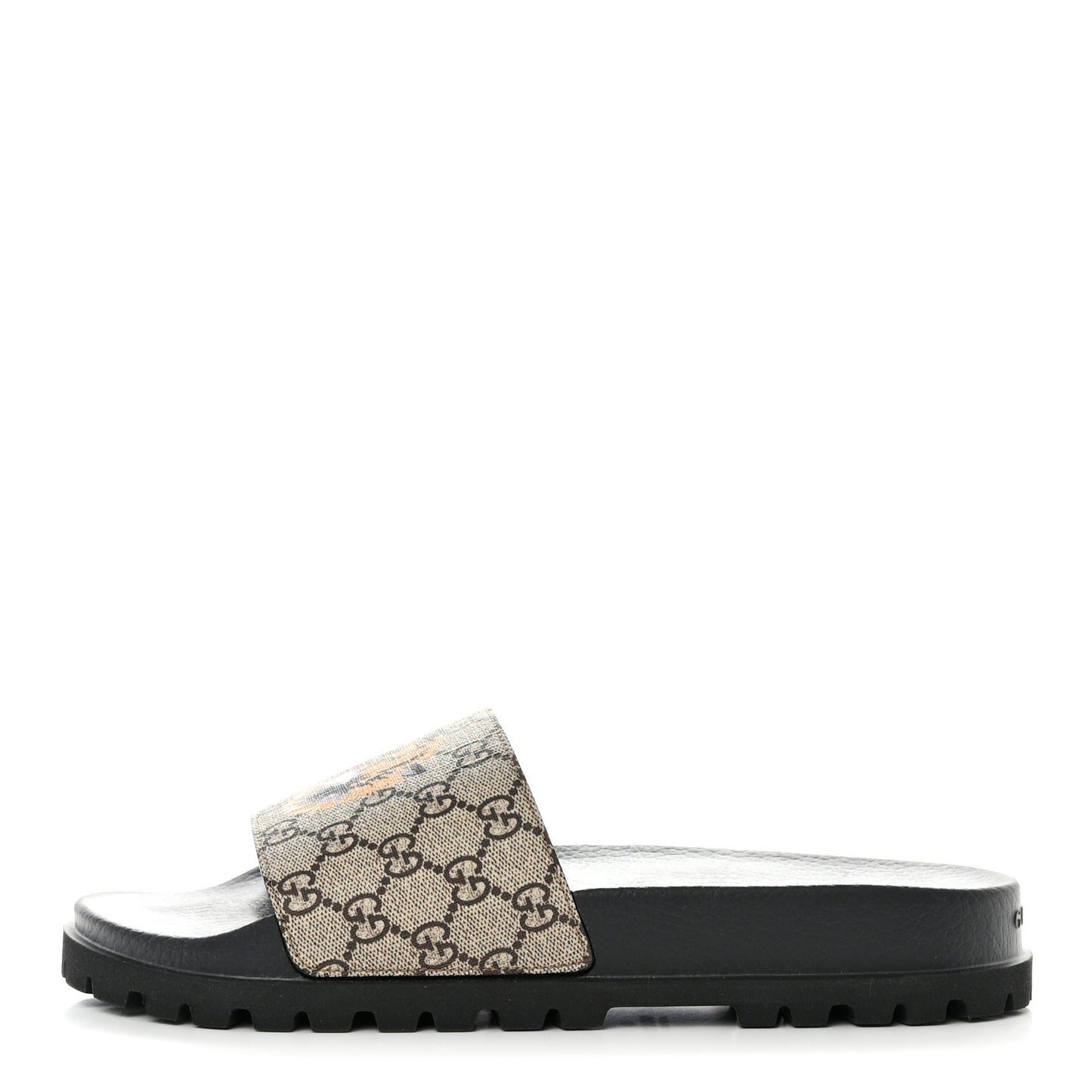 GG Supreme Monogram Tiger Mens Lug Sole Slide Sandals 12 Ebony