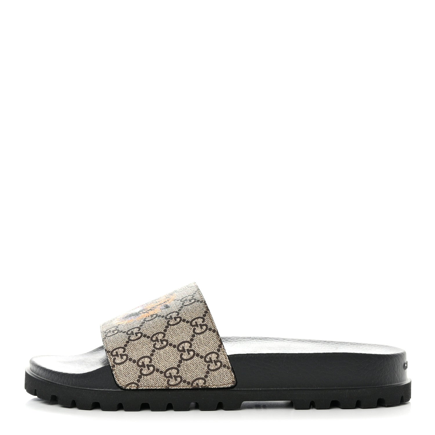 Gucci GG Supreme Monogram Tiger Mens Lug Sole Slide Sandals 12 Ebony 1 of 9