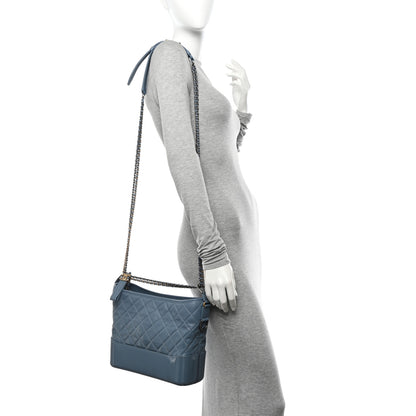 Chanel Patent Goatskin Quilted Medium Gabrielle Hobo Blue 2 of 12