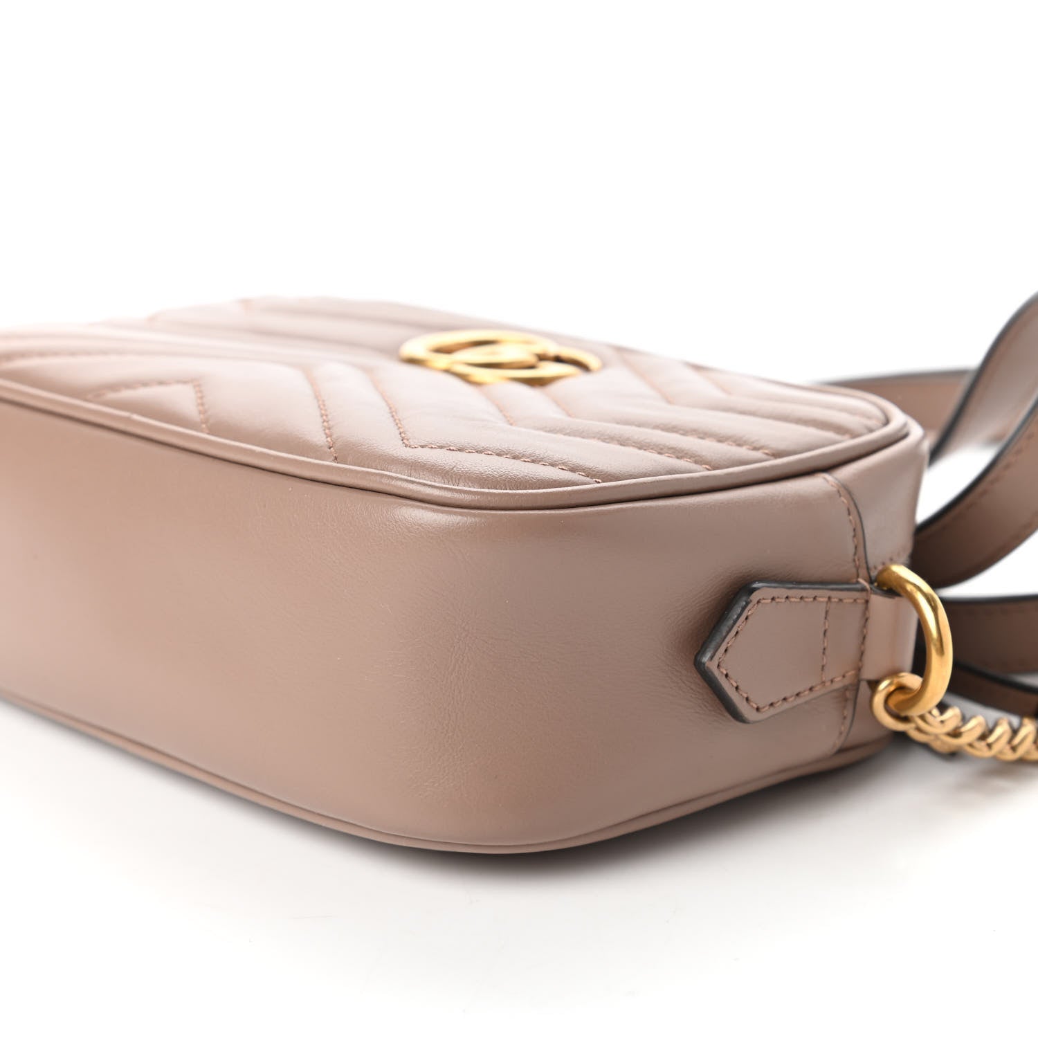 Gucci Calfskin Matelasse Mini GG Marmont Chain Shoulder Bag Porcelain Rose 7 of 10