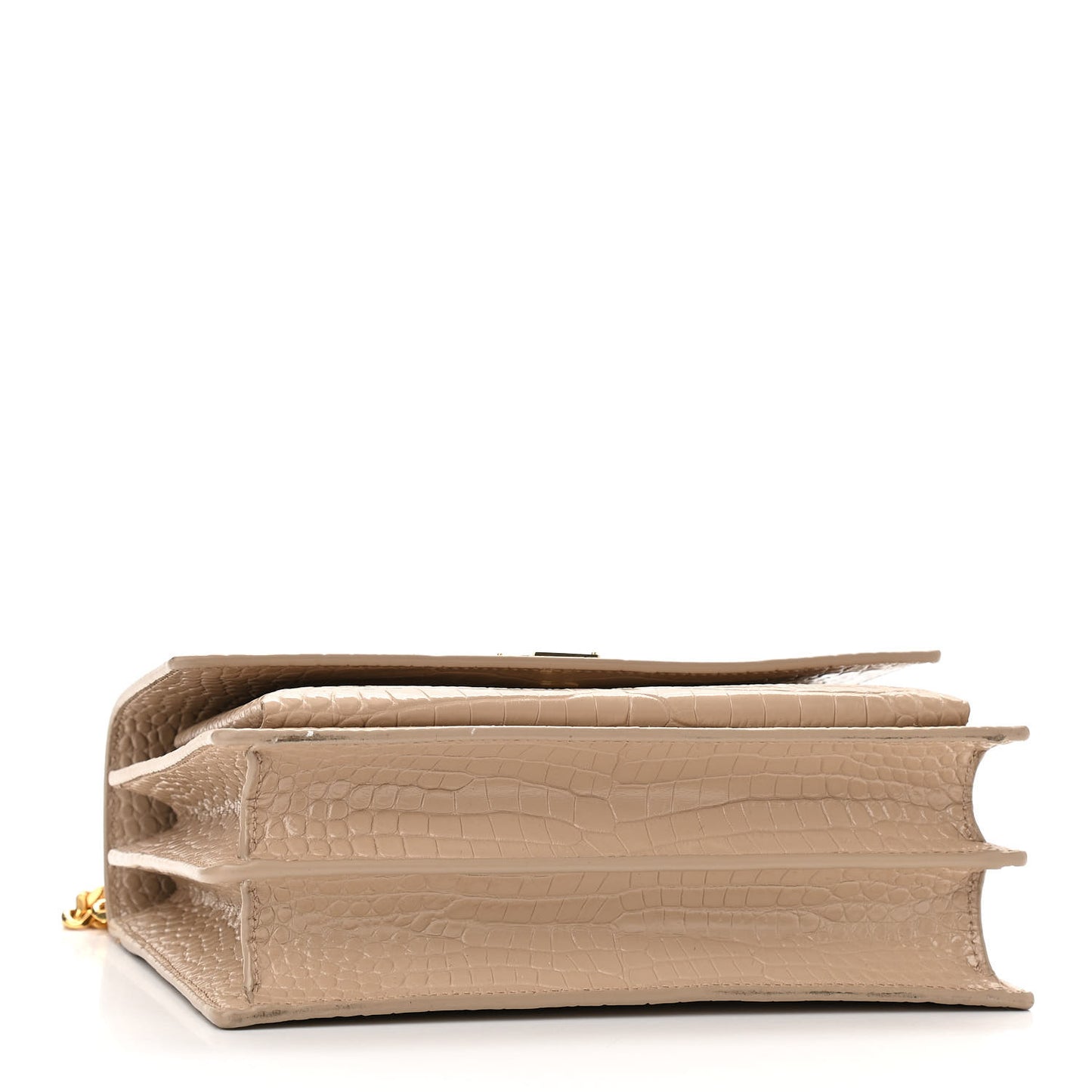 Calfskin Crocodile Embossed Medium Monogram Sunset Dark Beige