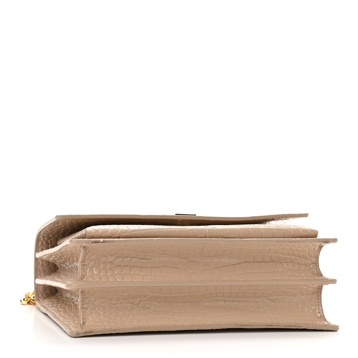 Saint Laurent Calfskin Crocodile Embossed Medium Monogram Sunset Dark Beige 4 of 11