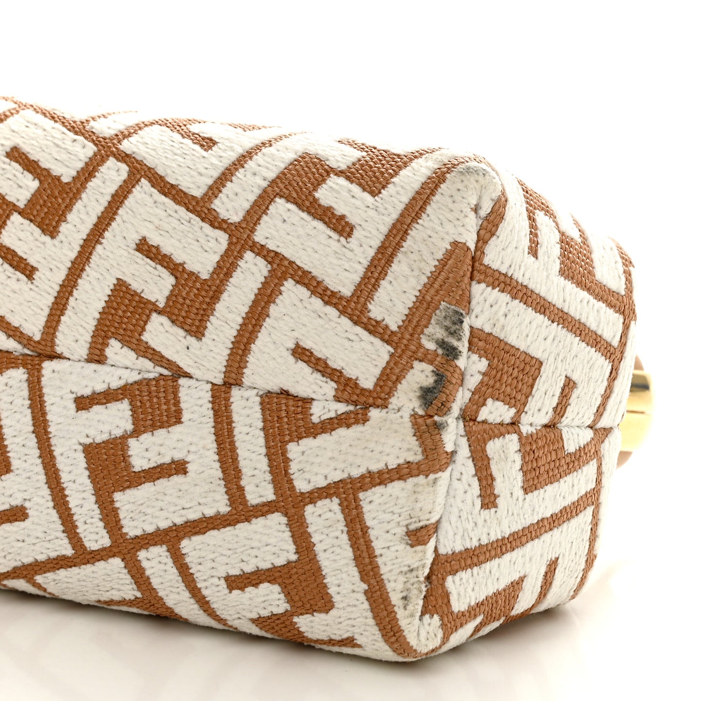 Raffia Chenille Shiny Nappa FF 1974 Small Fendi First Natural White Miele Scuro