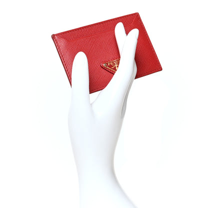 Prada Saffiano Triangle Card Holder Fuoco 2 of 7