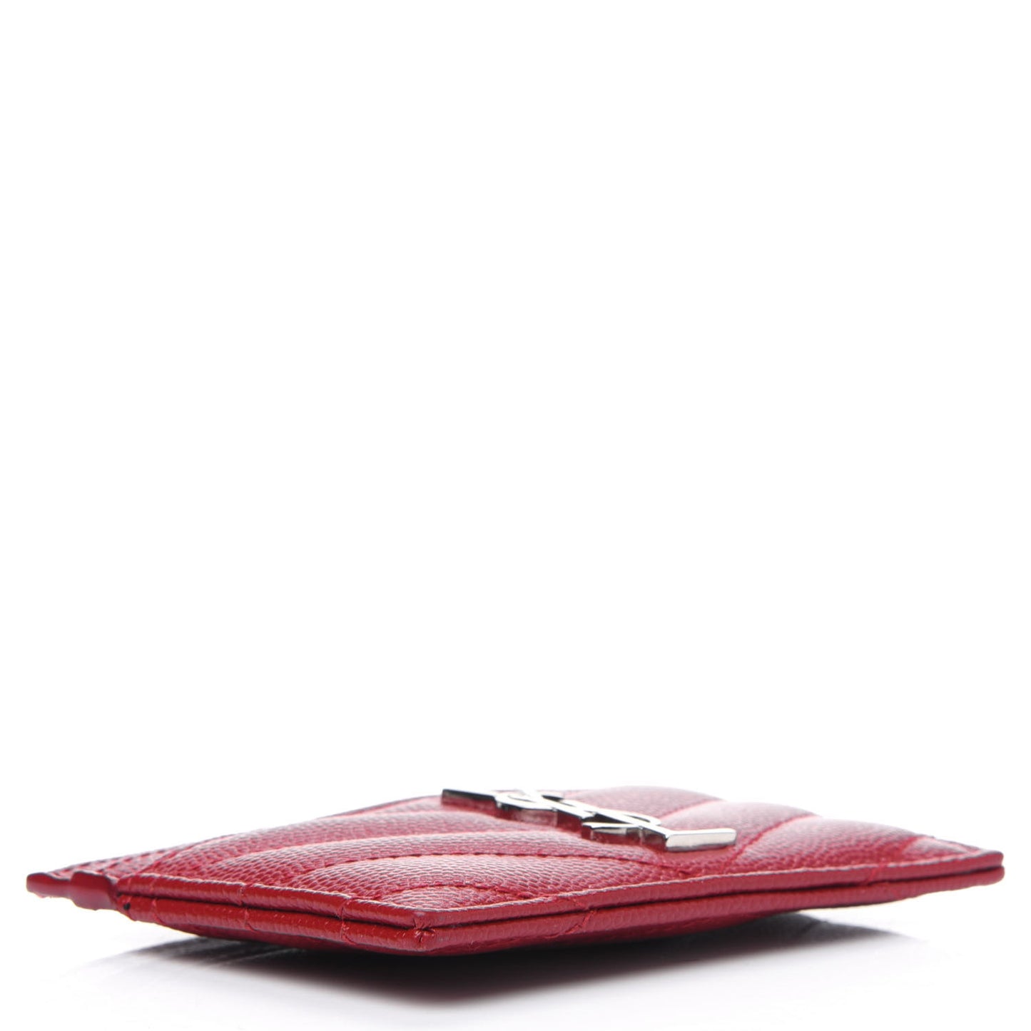 Grain De Poudre Matelasse Chevron Monogram Credit Card Case Rouge Eros