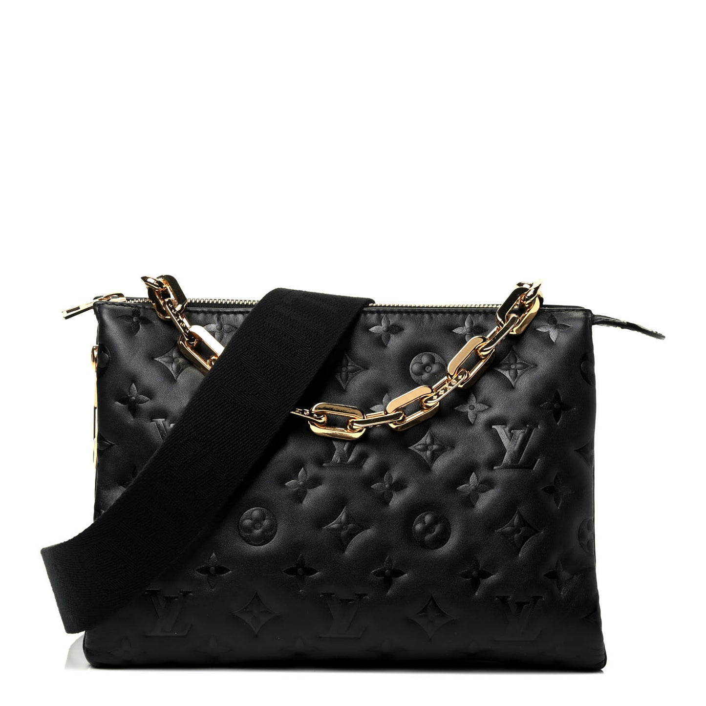 Lambskin Embossed Monogram Coussin PM Black