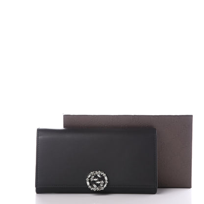 Gucci Calfskin Swarovski Crystal GG Sparkling Flap Wallet Black 11 of 11