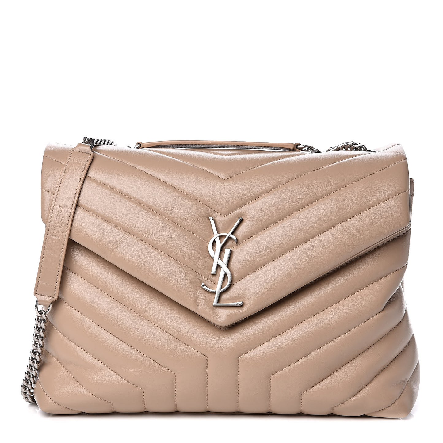 Calfskin Y Quilted Monogram Medium Loulou Chain Satchel Nude Powder