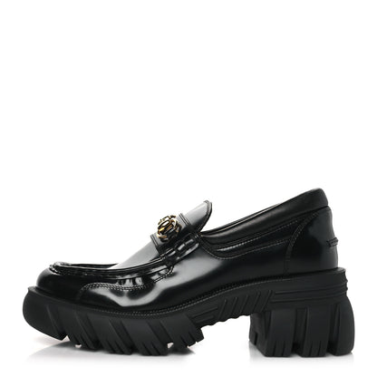 Gucci Magnum Calfskin Nappa Samoa Womens Horsebit Platform Chunky Lug Sole 40mm Loafers 39 Black 1 of 8